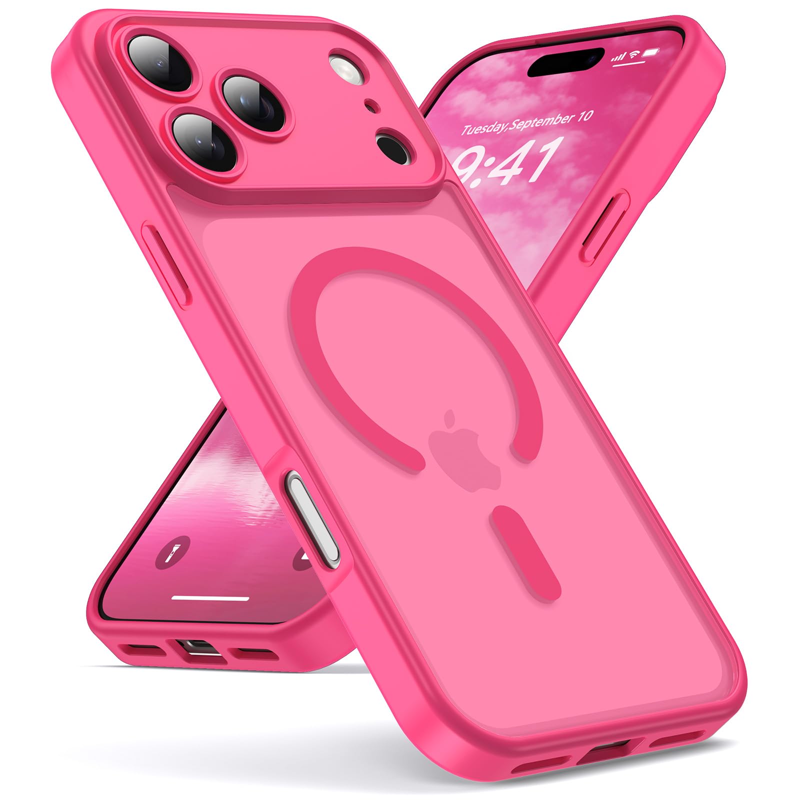 Oududianzi-Case for iPhone 18 Pro Max / 17 Pro Max Magsafe, Rose Red