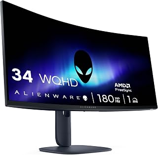 Alienware 34 Gaming Monitor - AW3425DWM, WQHD (3440x1440), 180Hz, VA, 1ms | AMD FreeSync Premium, VESA AdaptiveSync, 21:9 1500R Curved, 95% DCI-P3, HDR400, DisplayPort, 2 HDMI, 3 USB, 3 Year Warranty