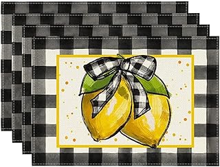Buffalo Check Placemats for Dining Table 12"x18" Rustic Summer Seasonal Decor Washable Set of 4