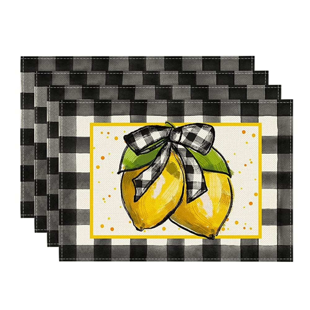 Buffalo Check Placemats for Dining Table 12"x18" Rustic Summer Seasonal Decor Wa