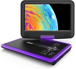 ieGeek 11.5" Portable DVD Player, 9.5" HD Screen, Car Travel, Purple | Kids Entertainment, 5-Hour Battery, USB/SD Playback, TV Sync, Region Free, Resume Playback, DVD/CD Formats