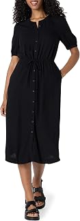 Amazon Essentials Women's Loose-Fit Waist Half Sleeve Midi Shirt Dress with Pockets