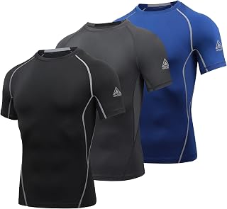AMZSPORT Men's Men's Compression Shirts Short Sleeve Sports (Pack of 3)