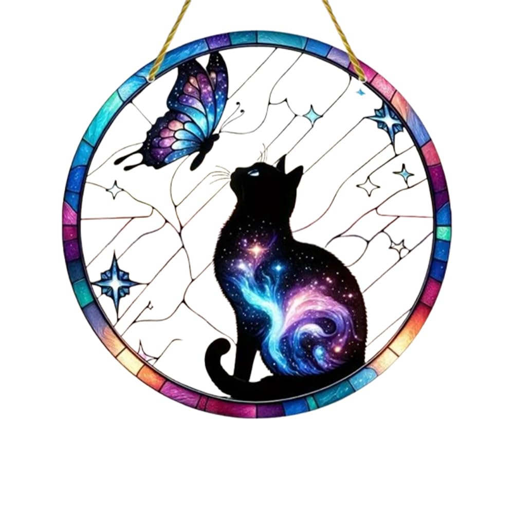 Farmhouse Window Hanging Acrylic 1 Pcs 2D Flat Dream Catcher Cat Butterflies for