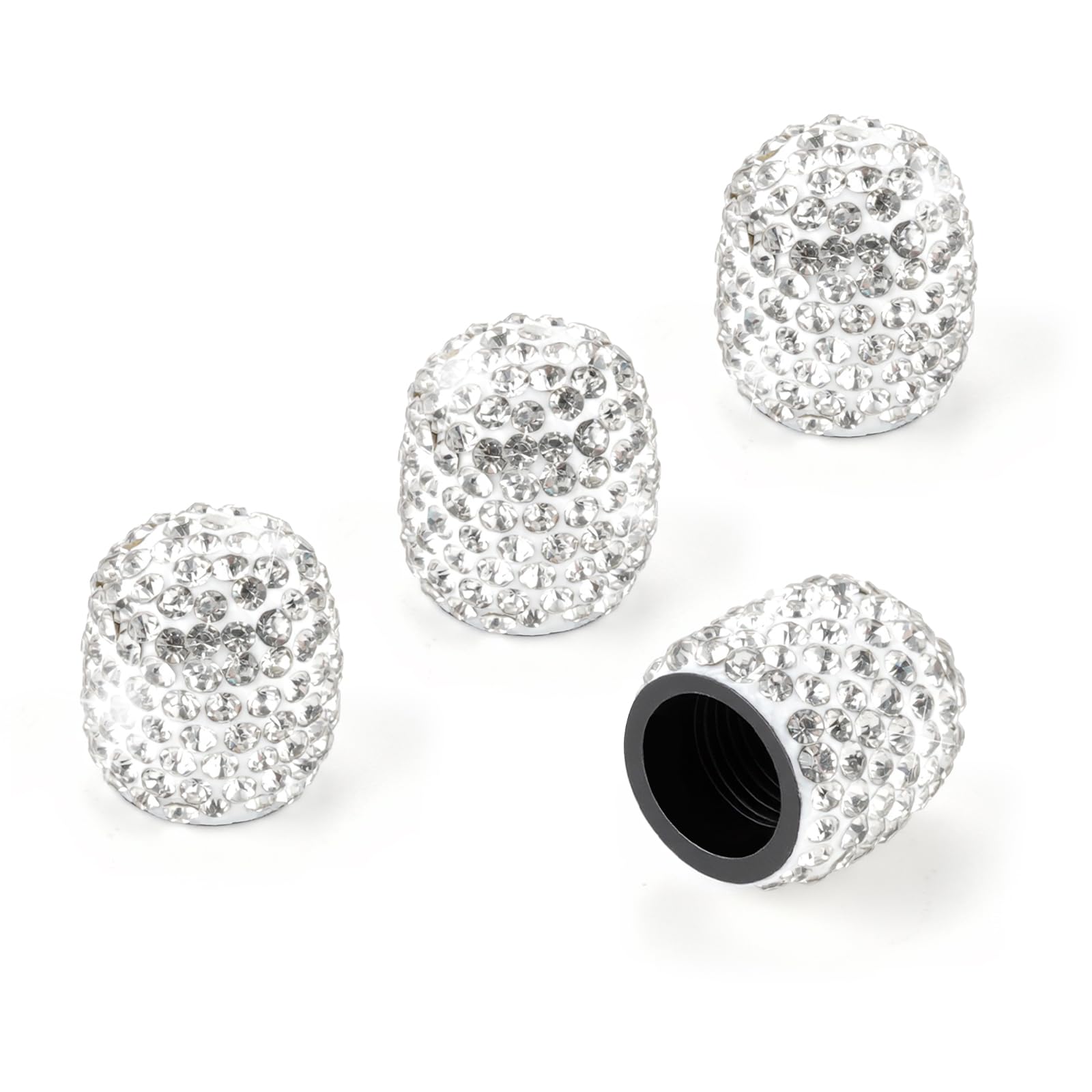 JUSTTOP 4 Pack Handmade Crystal Rhinestone Tire Valve Stem Caps, Wheel Tire Valv