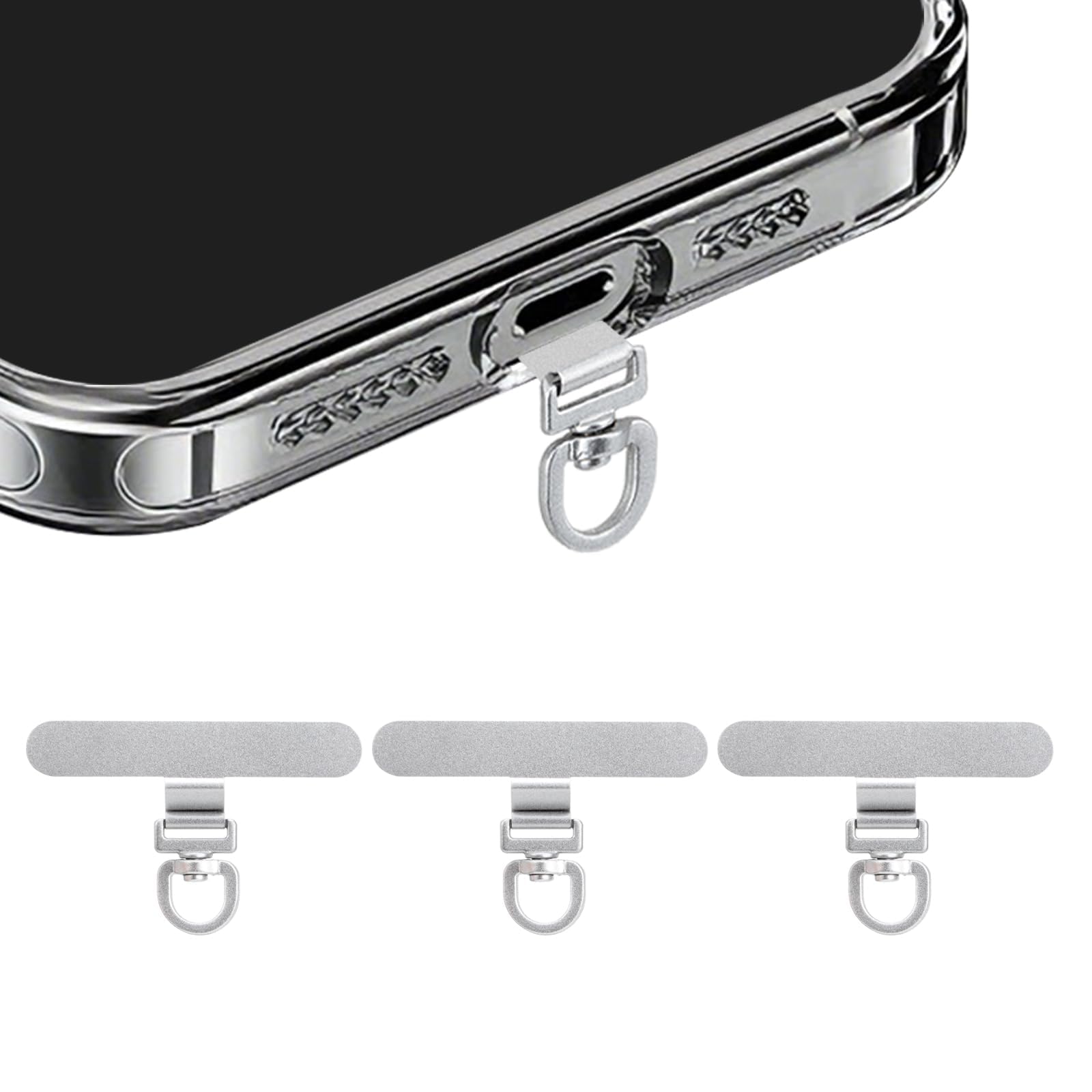 Yojaro 360° Rotating Stainless Steel Phone Tether Tab (3-Pack) - Universal for i