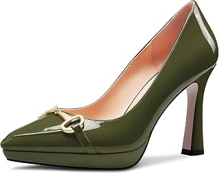 Castamere Women's High Platform Heel Heel Pointed Toe Slip-On Metal Chain Pumps Wedding Office Casual 10 CM Heels