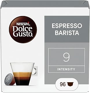 NESCAFÉ DOLCE GUSTO Espresso Barista Caffè 96 Capsules | Thick, creamy espresso coffee intensity 9. Roasted and ground coffee 96 Nescafé Dolce Gusto Compatible Capsules