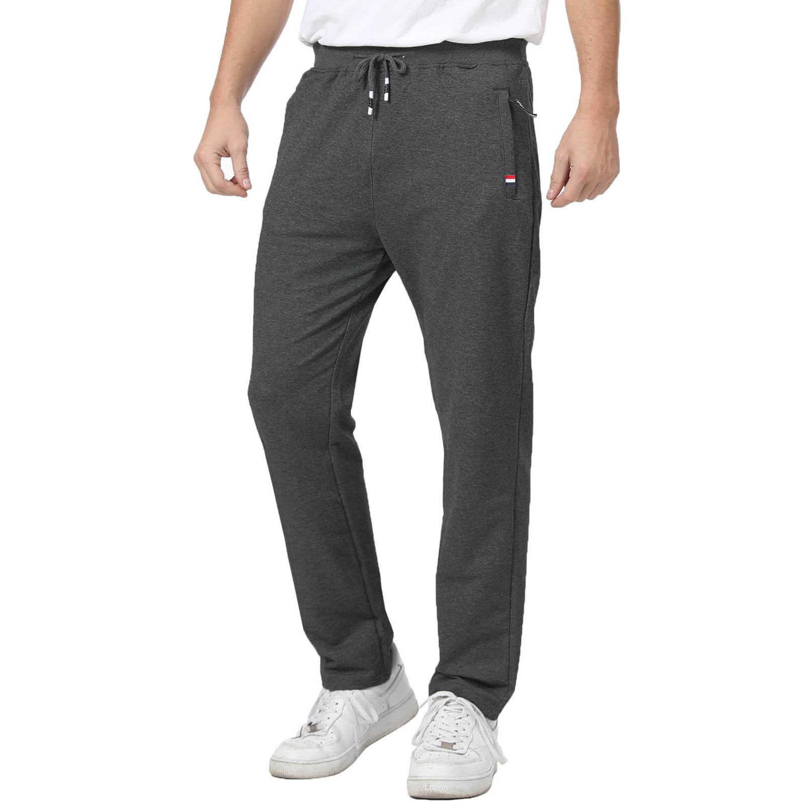 JustSun Men Joggers Tracksuit Bottoms Gym Running Sports Casual Trousers with Zi