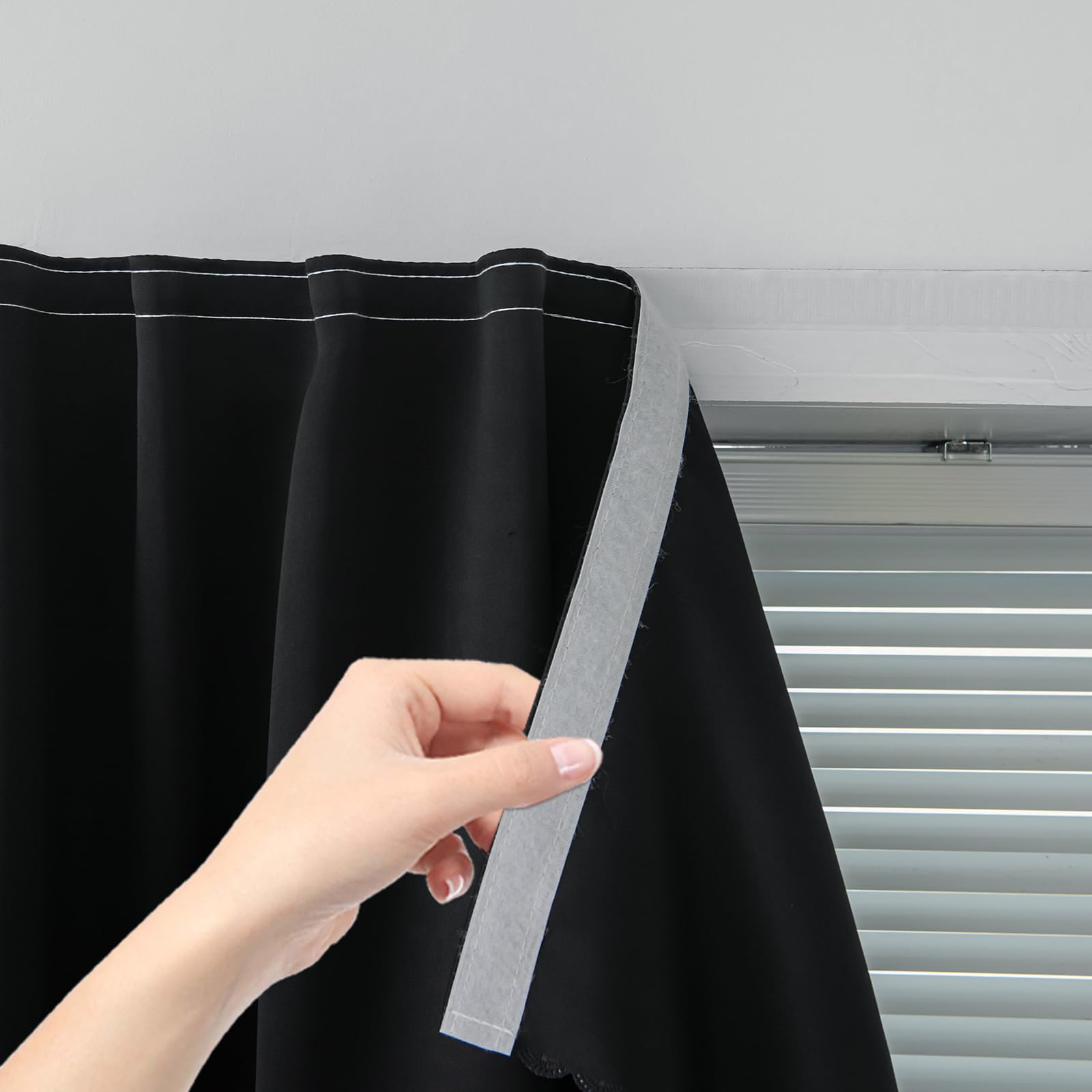 Adhesive Blackout Curtains- Self Stick Shades Window Blinds Curtains No Rod Need