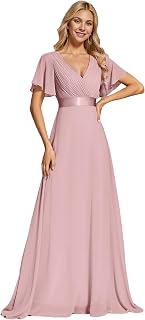 Ever-Pretty Short Sleeves Double V-Neck Evening Dress 09890