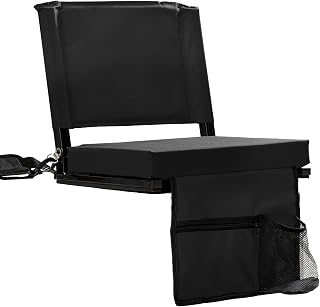 FZGhome Stadium Seat with Back Support, Bleacher Chair with Back & Cushion | for Bleachers, Foldable Bleacher Seat, Thick Padded, Includes Shoulder Strap, with Large Mesh Pocket & Carry Handle