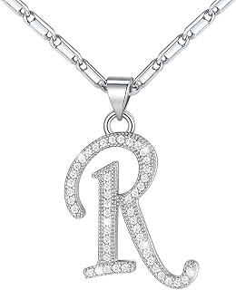 U7 Initial Necklace for Women,CZ Initial Letter Necklace,20"+2"