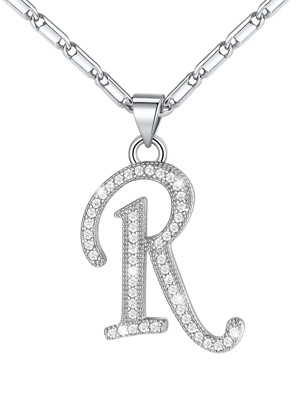 U7 Initial Necklace for Women,CZ Initial Letter Necklace,20"+2"