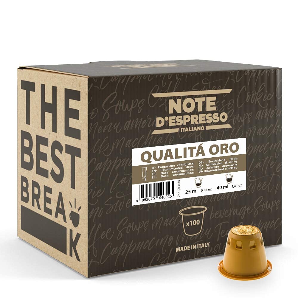 Note D'Espresso Coffee Quality Gold, Capsules Compatible with NESPRESSSO System,