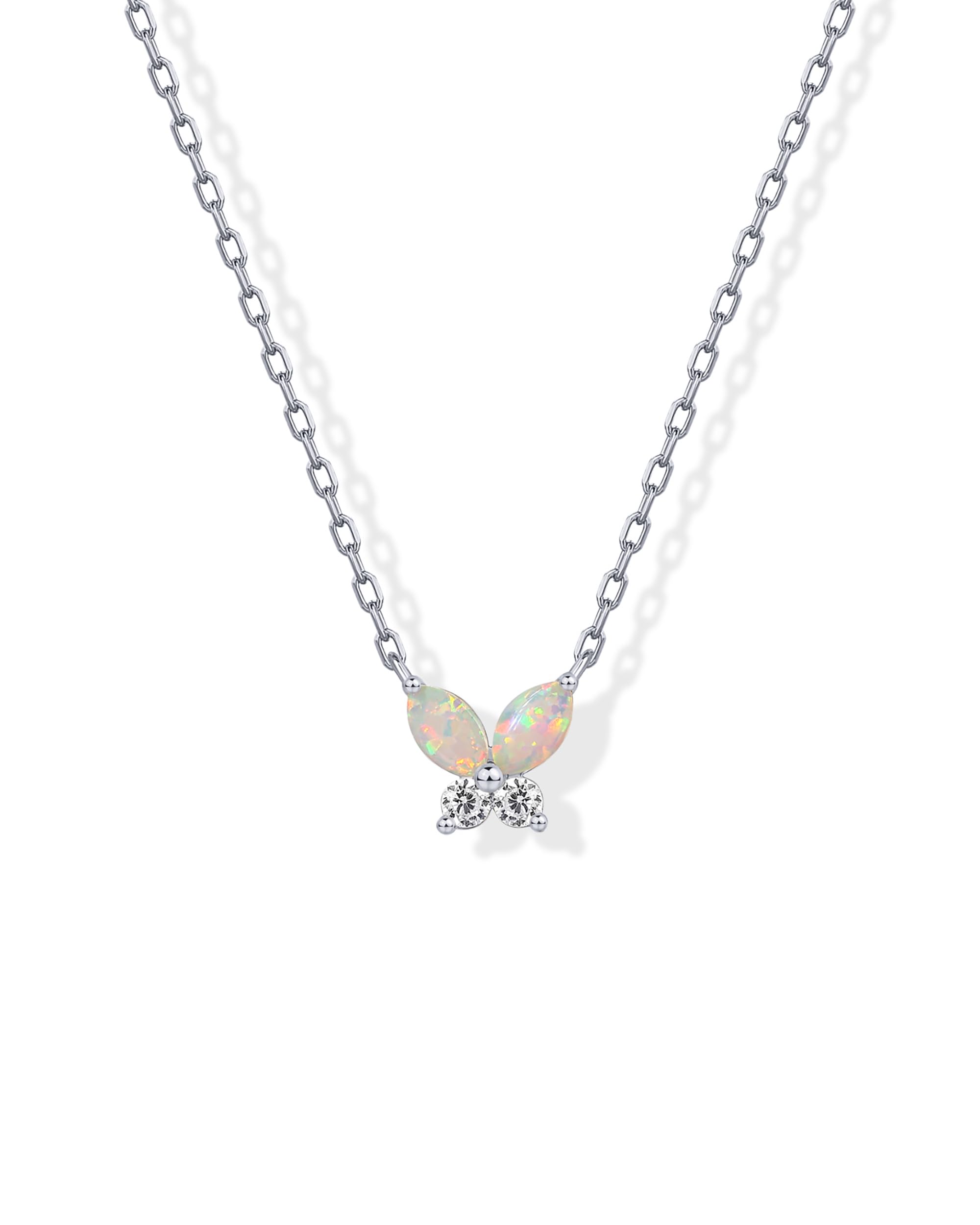 PAVOI 14K Gold Plated Opal Pendant Necklaces for Women, Dainty Necklace