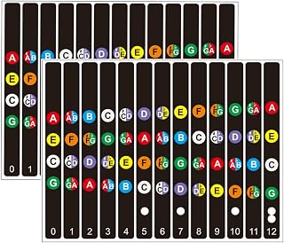 Koldot Ukulele Fretboard Stickers - Chord Fret Stickers & Note Sticker for Soprano, Concert & Tenor - Finger Guide for Ukulele Beginner 2PC