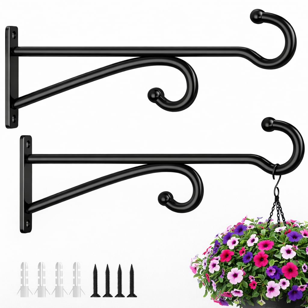 8 Inch 2 Pack Plant Hooks for Wall, Heavy Duty Plant Hangers Outdoor, 35lb Capac