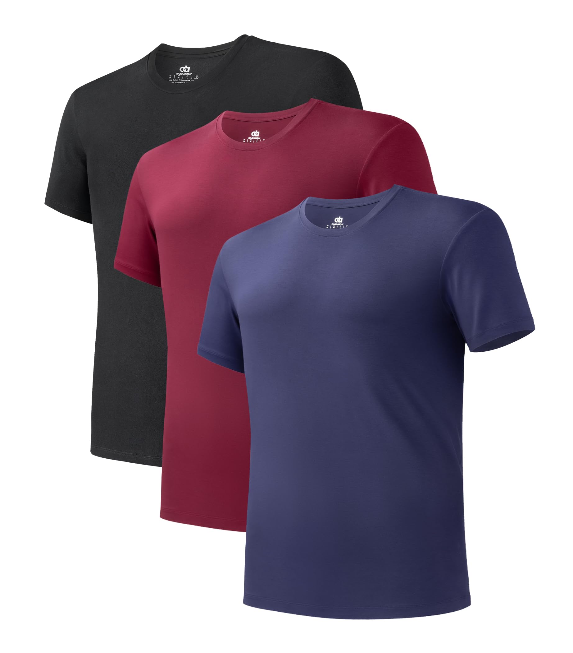 DAVID ARCHY Men's Undershirt Bamboo Rayon Stretch Cooling T-Shirts