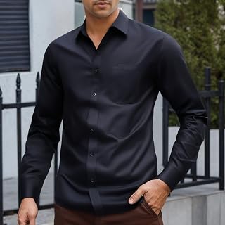 Camicia da uomo slim fit a maniche lunghe a righe camicia casual abbottonata