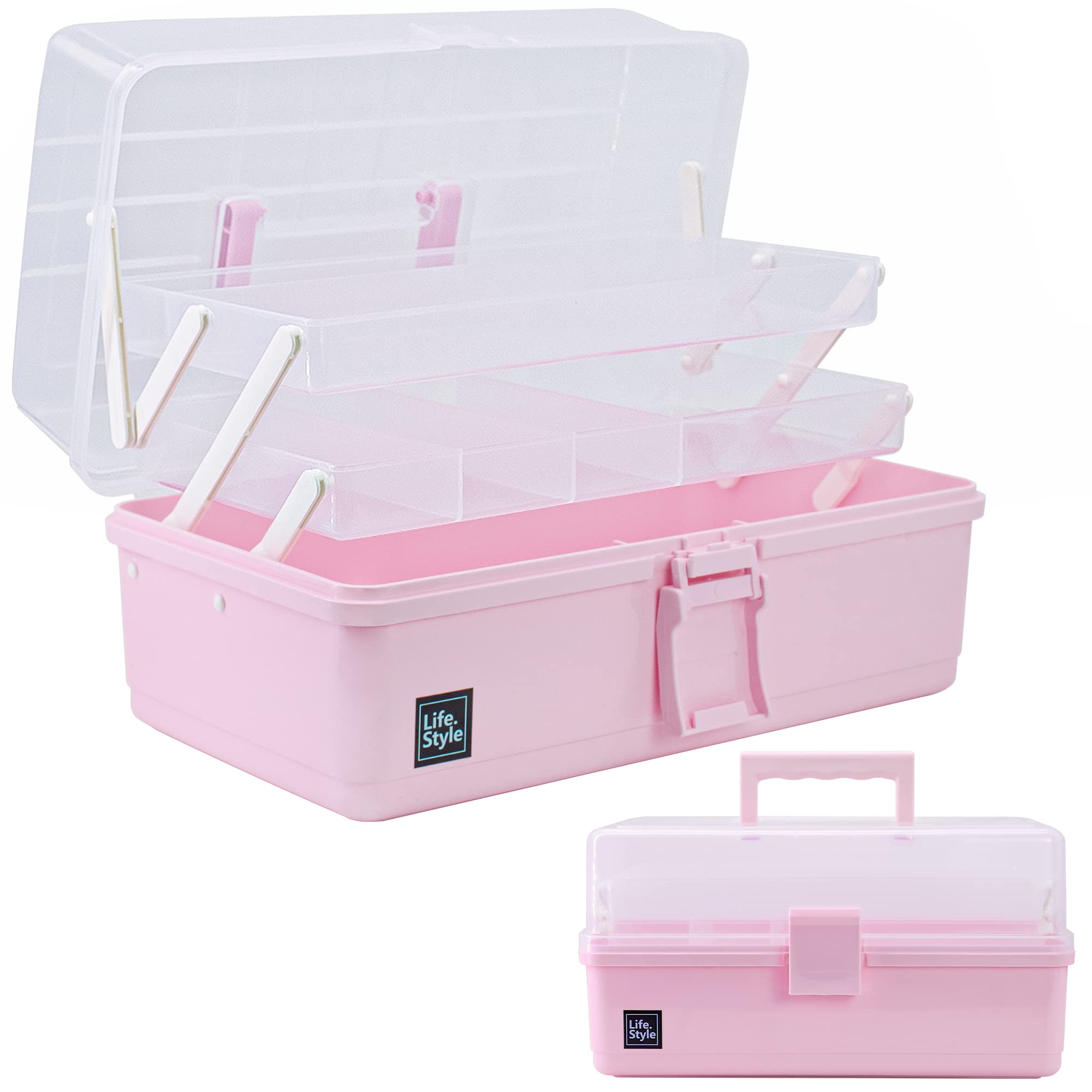 Creahaus 34cm Art Craft Organizer Storage Box with 3 Layers, Multifunctional Pla