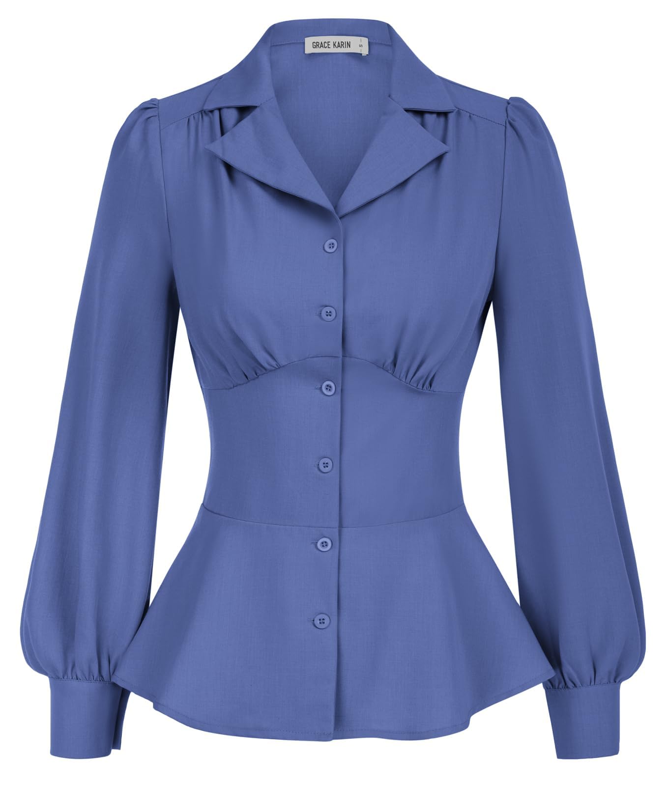 GRACE KARIN - Button down shirts for women, summer peplum blouses, long sleeve c