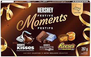 HERSHEY'S Festive Moments Sampler Box, Includes Hershey's Kisses, Hershey's Nuggets & Reese's Miniatures, 297g