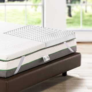 Bedshire Double Mattress Topper 165 x 190 cm HD Memory Foam Corrector Mattress 6 cm High Orthopaedic for Back Pain, Cool and Breathable, with Removable Futon Cover Made in Italy 100%