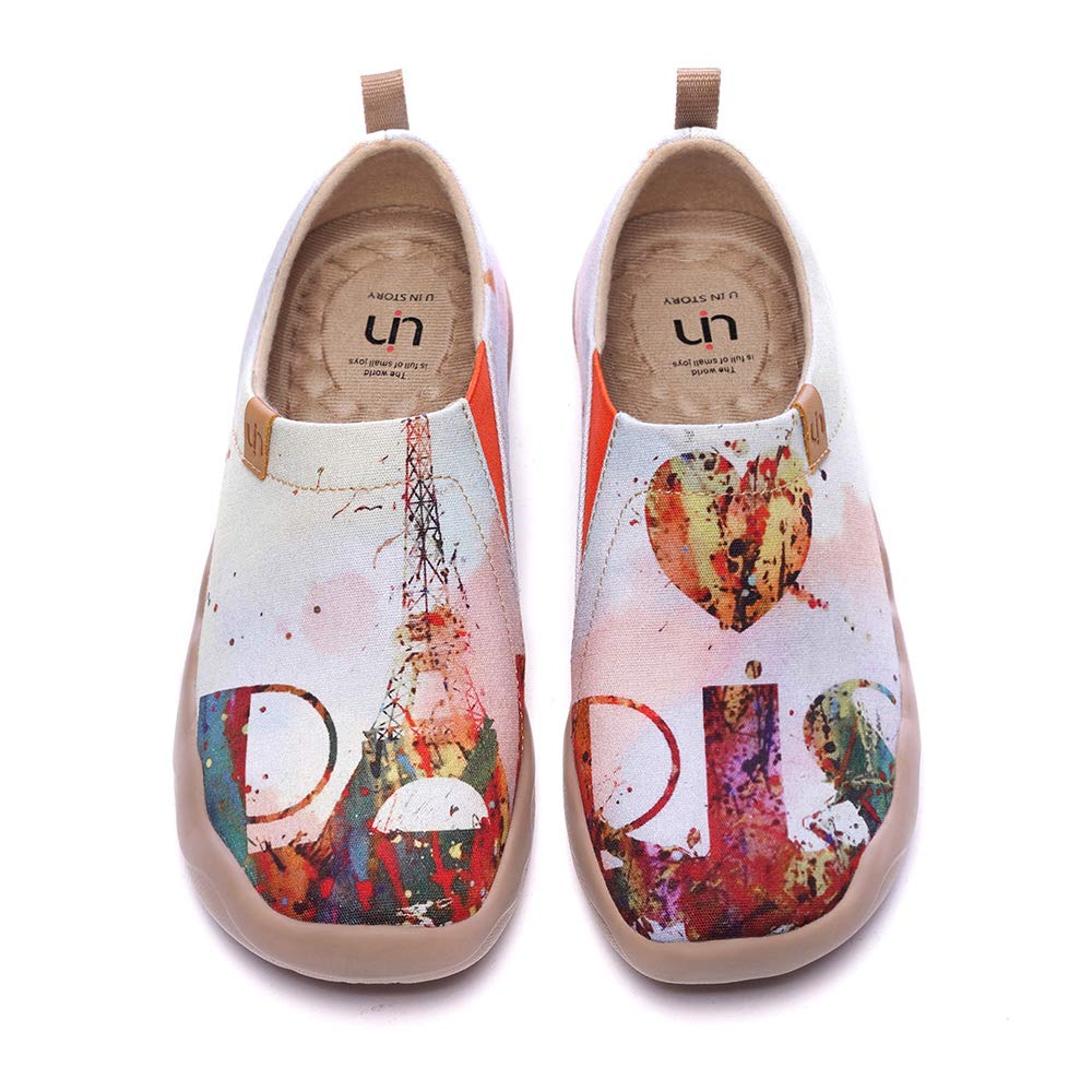 UIN Women's Art Painted Travel Shoes Slip On Casual Knit Loafers Lightweight Com