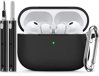 Inesore Compatible with AirPods Pro 3 Case - Black | Silicone Protective Case Cover for Apple Air Pod Pro 3rd (2025), Unisex Design, with Cleaning Kit