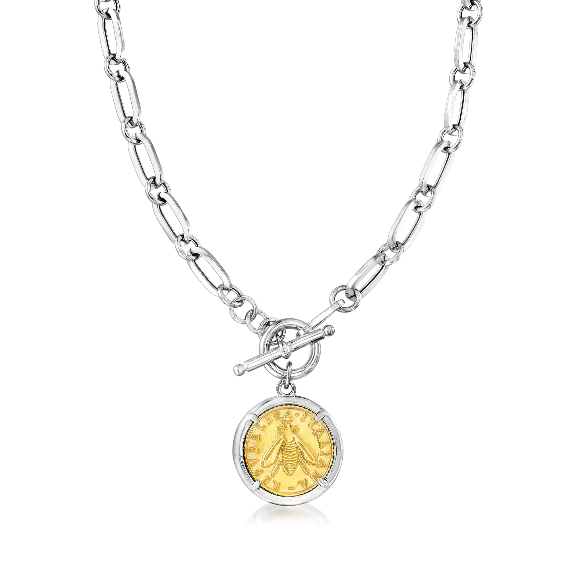 Ross-Simons Italian Sterling Silver and 18kt Gold Over Sterling Double-Sided Rep