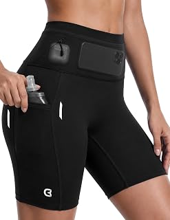 Womens Running Shorts with Pockets 7'' High Waisted Biker Shorts for Yoga