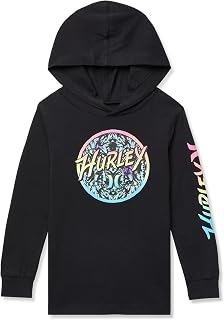 Hurley Long Sleeve Hooded Graphic T-Shirt Hoodie for Children and Boys (Pack of 1)
