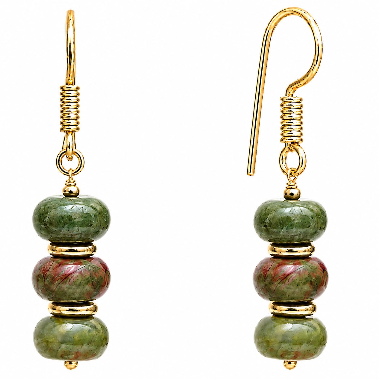 Gempires Natural Gemstone Rondelle Bead Earrings for Women | 8mm Beaded Drop Dan