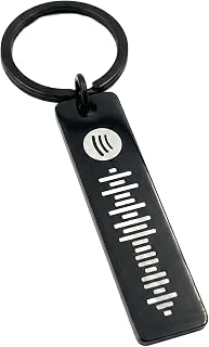 Personalized Spotify Code Keychain – SS Scannable Music Keyring – Custom Song Engraved Bar Keychain for Couples, Men, Women – Birthday, Anniversary & Valentine’s Day Gift (Black, Gold, Rose Gold)