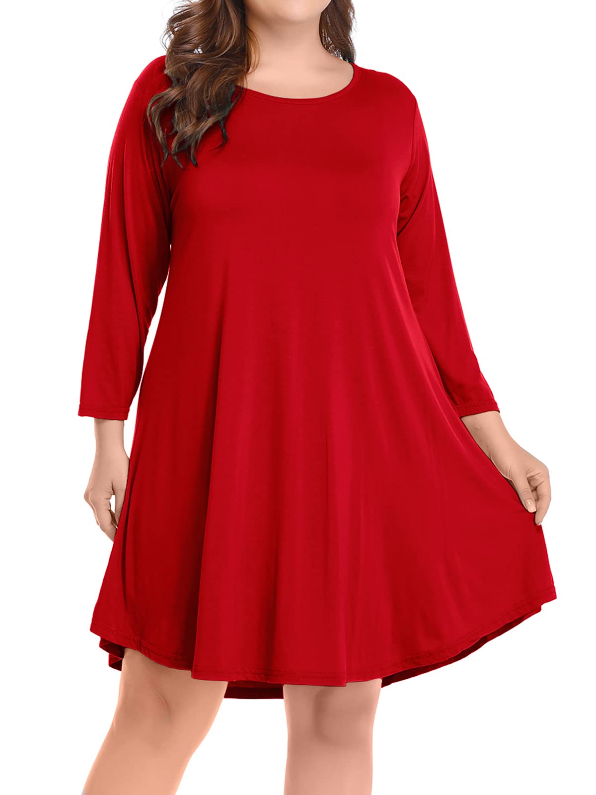 BELAROI Womens Plus Size Fall Dresses A-Line Swing 3/4 Sleeve