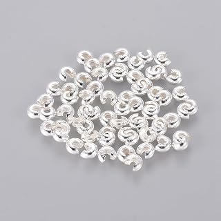 100Pcs 3mm Crimp Bead Covers for Jewelry Making, Half Round Open Knot Crimp Beads Covers Caps Silver Color Plated Jewelry Crimps End Tip for DIY Crafts Bracelets Necklaces Earrings