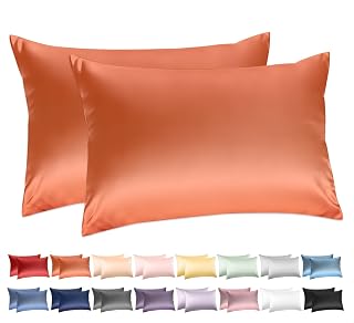 100% Cotton Standard Pillowcases Set of 2, Deep Dream 600 Thread Count Pillow Cases, 20x26 Inches, Super Soft and Breathable Envelope Closure (Orange)