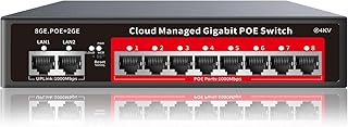 8 Port Gigabit PoE Switch with 2 Gigabit Uplink, 120W Built-in Power, 802.3af/at Compliant, Managed PoE+ Switch Support VLAN, QoS, Fanless Metal, Plug and Play(Desktop/Wall Mount)