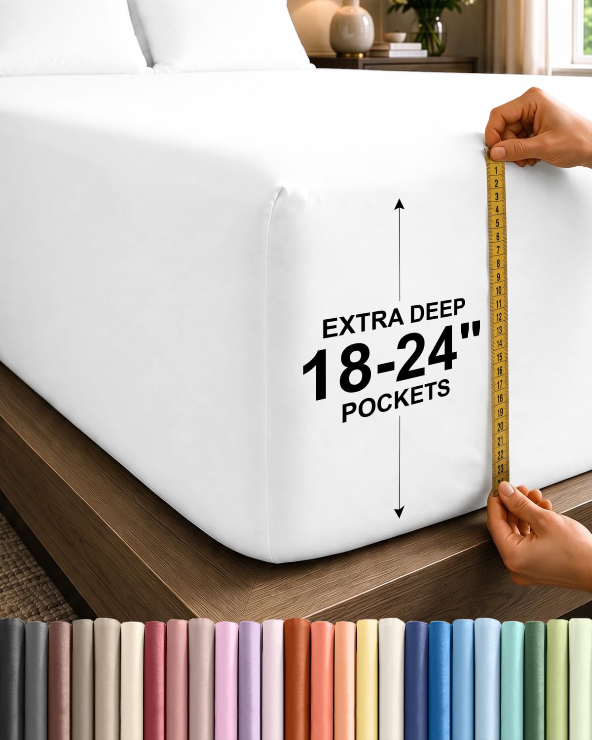 CGK Extra Deep Queen Single Fitted Sheet Only - White | Easily Fits 18 inch to 2