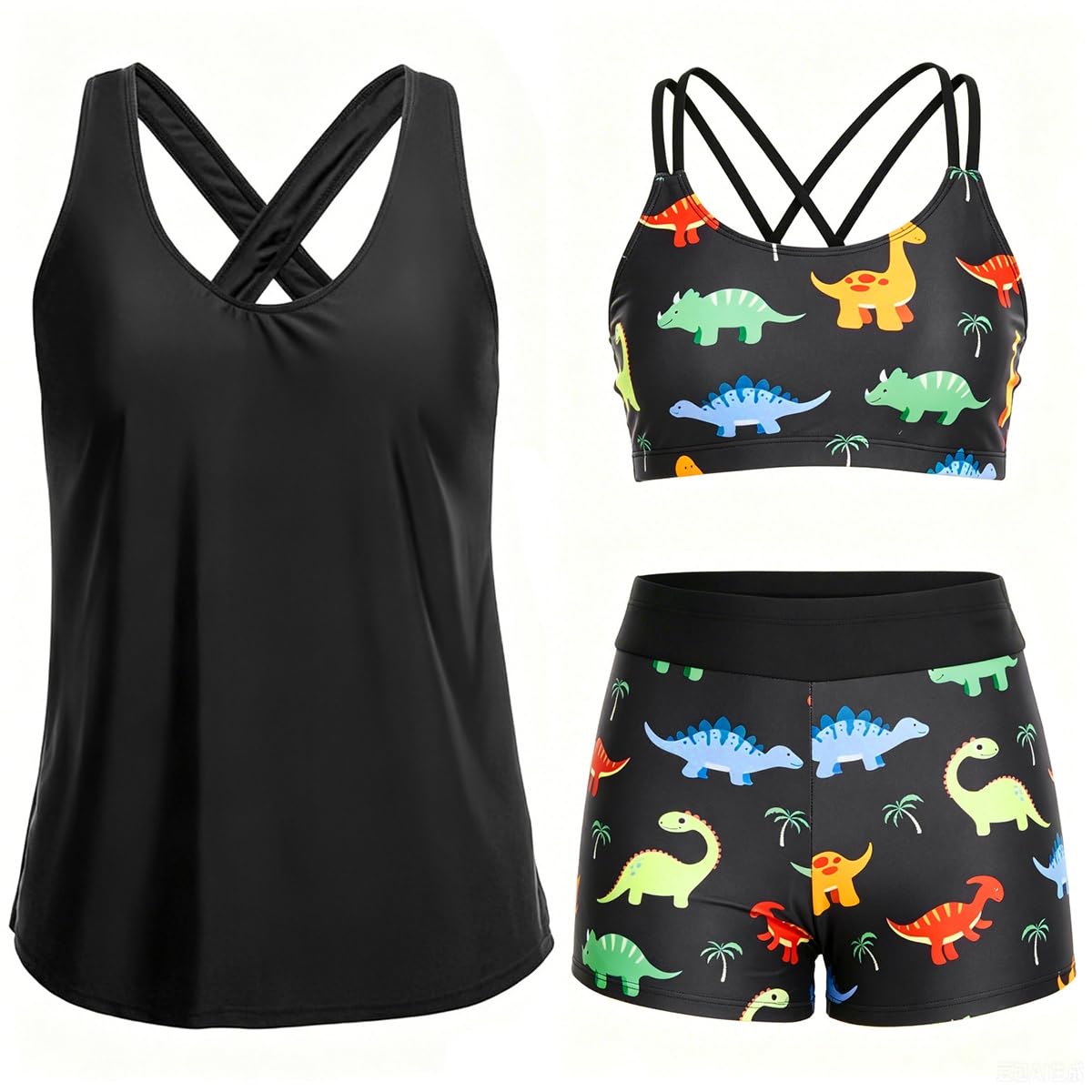Holipick 3 Piece Tankini Swimsuit for Women Tummy Control Bathing Suit Tank Top 
