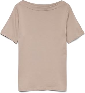 VERO MODA Women's Basic Short Sleeve Boat Neck Top
