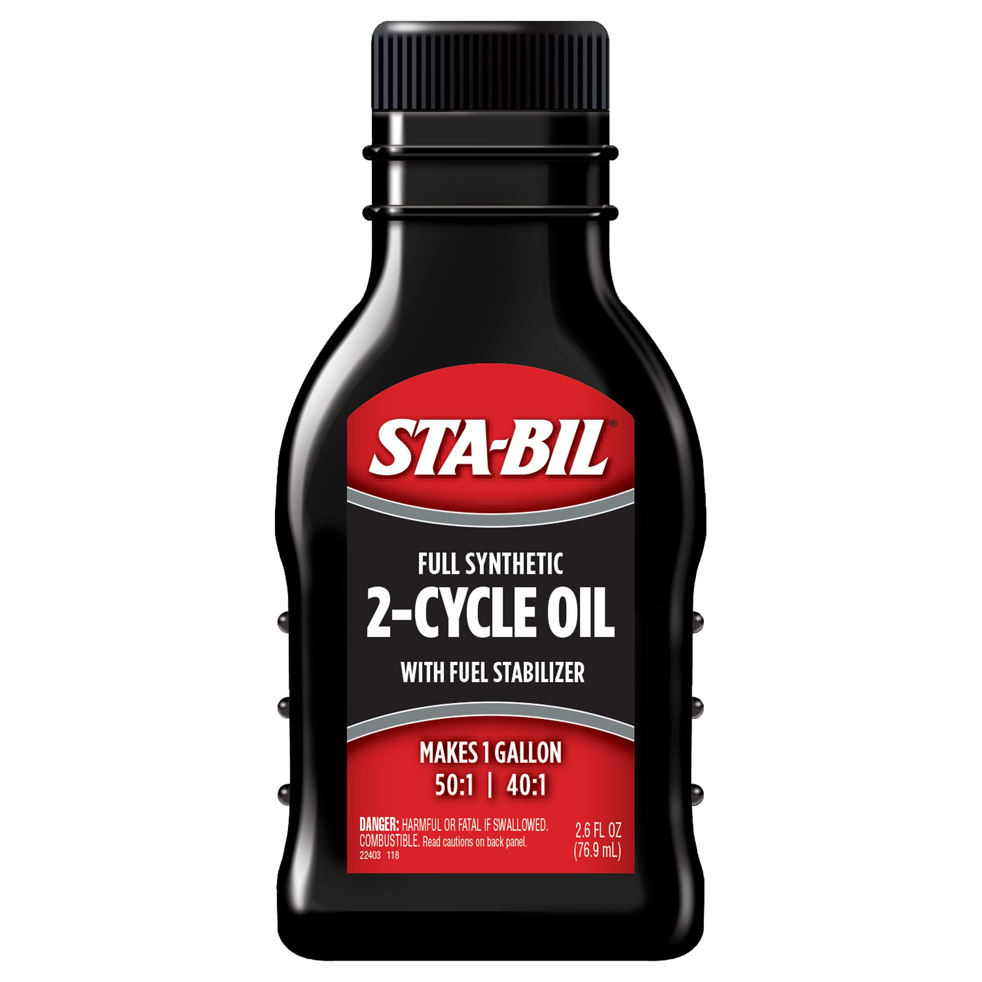 STA-BIL Full Synthetic 2-Cycle Oil, 2.6 oz | Makes 1 gallon at 50:1 or 40:1 whil