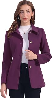 Allegra K Women's Single Breasted Coat Pea Coat