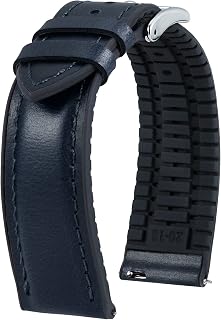 BINLUN Leather Watch Strap 14mm 16mm 18mm 19mm 20mm 21mm 22mm Oil Wax Leather and Silicone Hybrid Replacement Strap for Men Women with Buckle in Silver/Black/Gold/Rose Gold 6 Colors