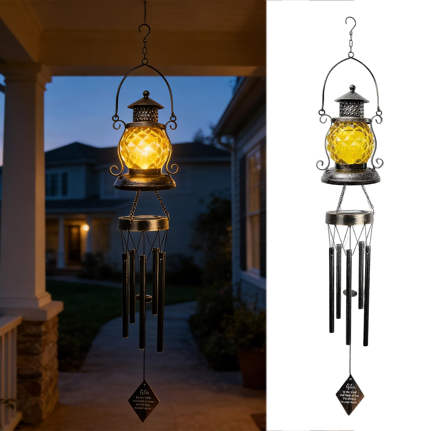 OMRAYTU Solar Wind Chimes for Outside, Retro Oil Bottle Gifts for Women Mom Gran