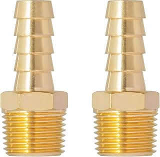 SUNGATOR Hose Barb Fittings, 3/8" NPT to 3/8" Barb Air Hose Fitting, 2-Pack | Brass, 3/8 Inch Male NPT Thread, Barbed Air Line Repair Connectors for Compressor, Fuel, Oil