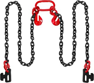 Shipping Container Loading Chain, 1/2" x 5' G80 Bridle Hook for Cargo | Dual Safety Hooks. Hot-Dip Galvanized, Rust Proof. 8800 Lbs. G80 Steel, Stronger. Fits 20ft/40ft