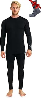 Merino.tech 100% Merino Wool Base Layer Men Set Shirt, Long Johns & Socks | Temperature Regulating, Moisture-Wicking & Dry, Odour-Resistant, Soft & Itch-Free, Ideal For Skiing & Hiking