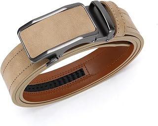 Mens Leather Ratchet Belt Casual Style Adjustable Buckle Cut To Fit